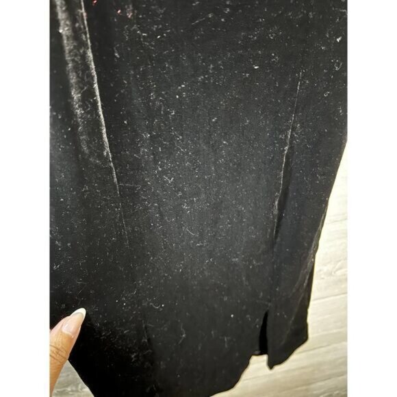 Forever 21‎ Velvet Black Mini Dress V Neck Side Slit Small - Picture 6 of 7